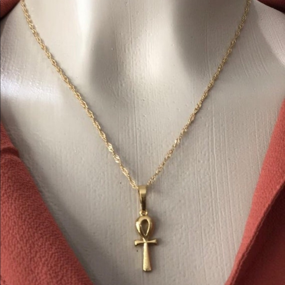 Ankh necklace , mini ankh, 18k gold plated - Picture 4 of 4